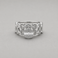 Sterling Silver Chain Halo Ring Set