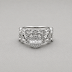 Sterling Silver Chain Halo Ring Set