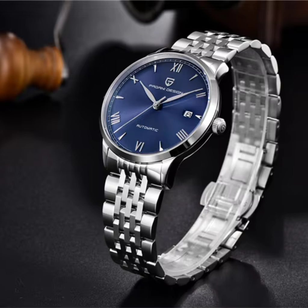 Pagani Design 1759 Men’s Automatic Pilot Watch Stainless Steel – Seiko NH35 Movement, Sapphire Glass & 100M Waterproof Blue Dial