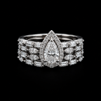 Sterling Silver Pear Halo Set