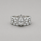 Sterling Silver Pear Halo Set
