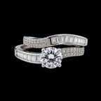Overlapping Solitaire Silver Ring set