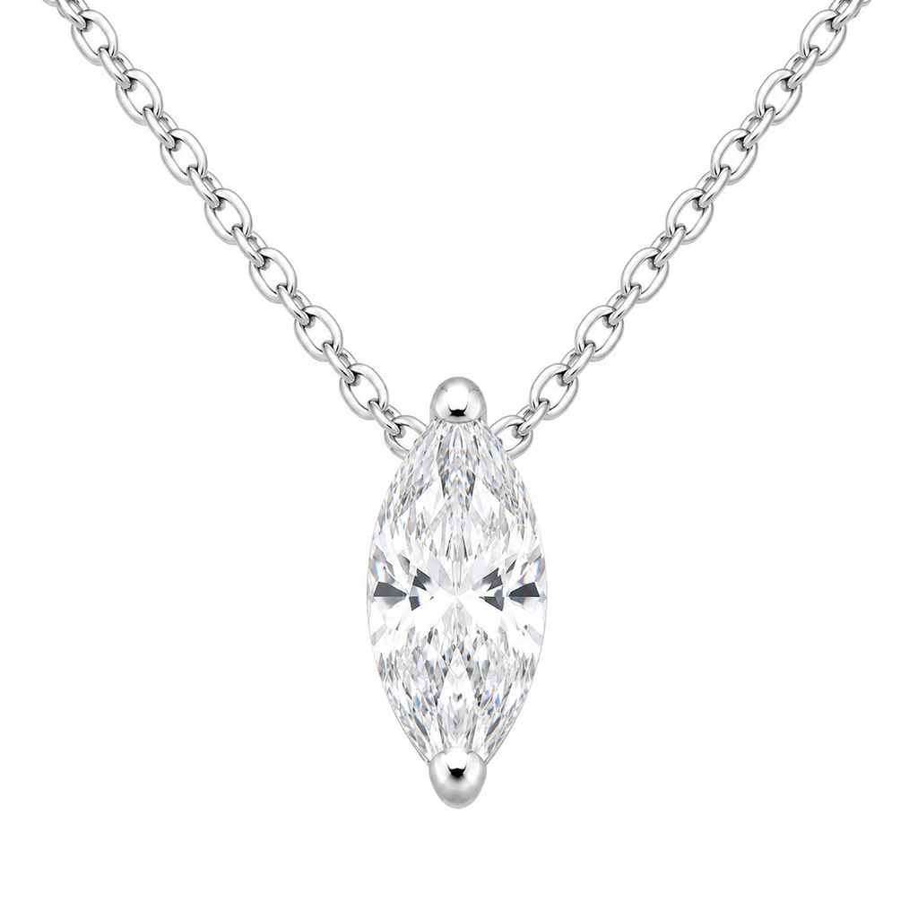 S925 Silver Marquise Moissanite Solitaire Necklace