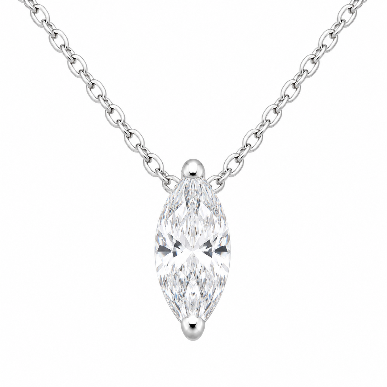 S925 Silver Marquise Moissanite Solitaire Necklace