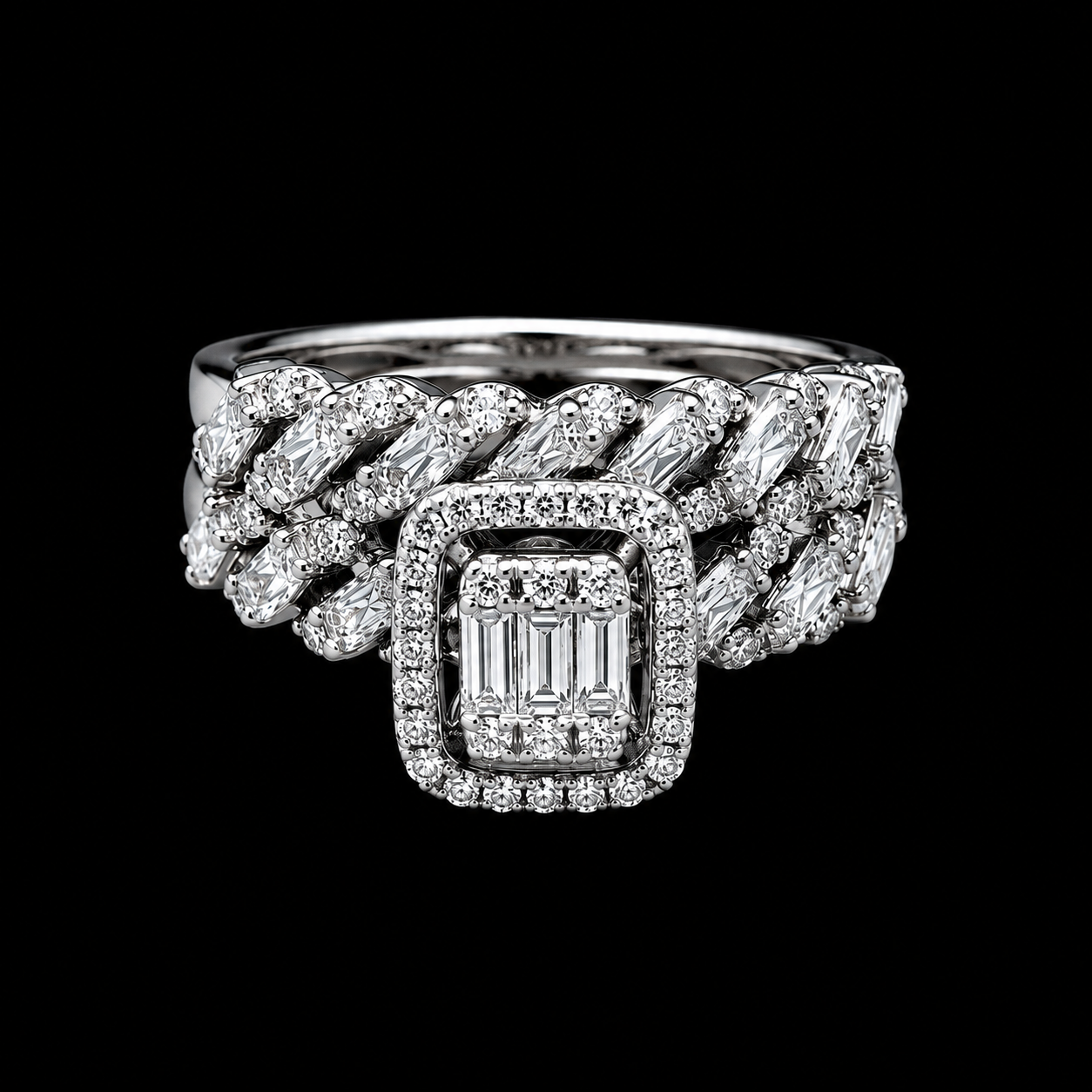 Emerald Cut Ring Set