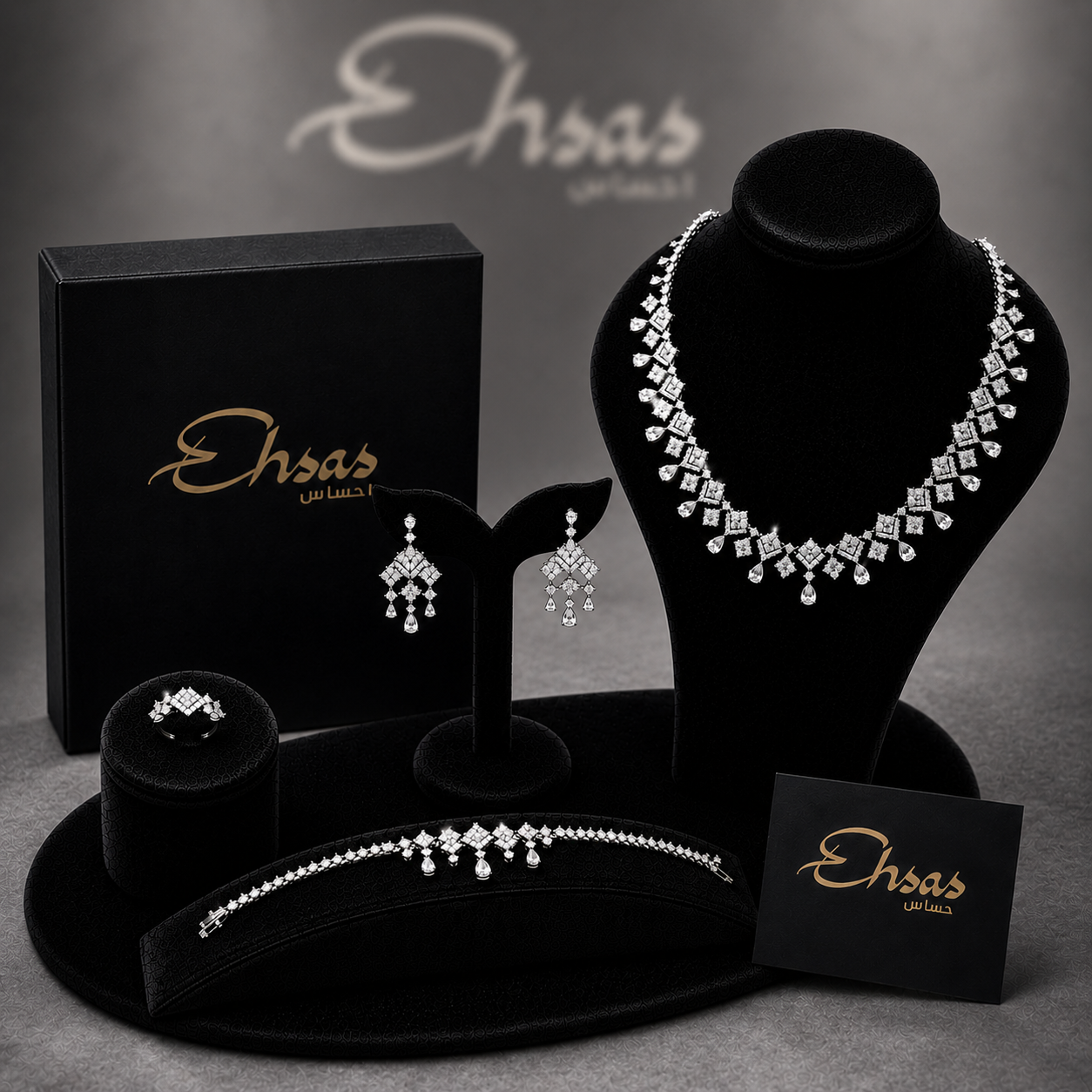 Radiant Square and Pear-Cut Crystals Set