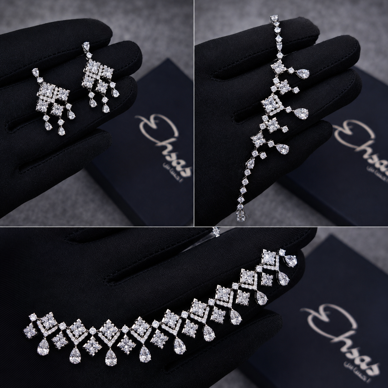 Radiant Square and Pear-Cut Crystals Set