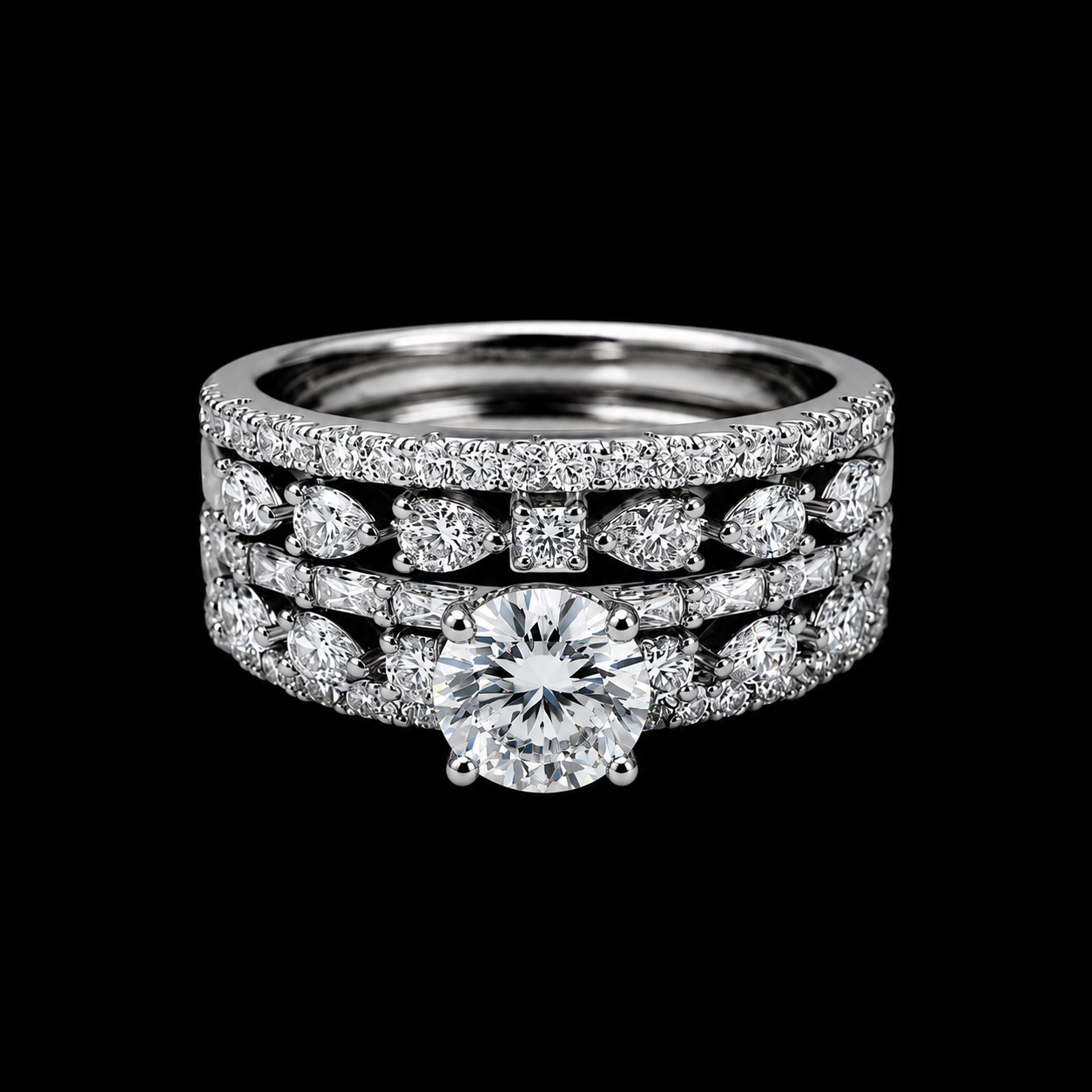 Pear Solitaire Ring Set Bridal