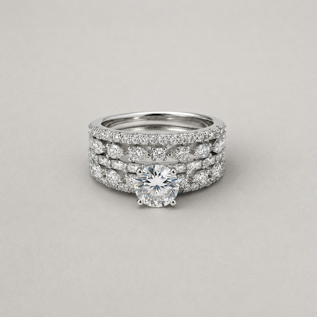 Pear Solitaire Ring Set Bridal