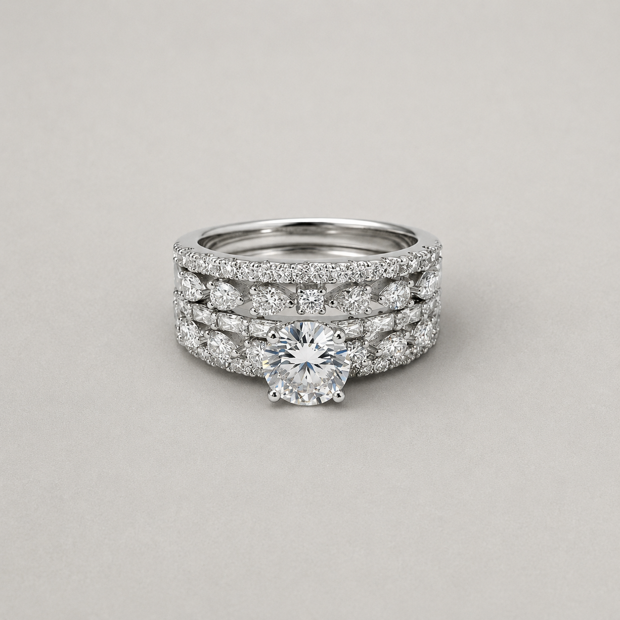 Pear Solitaire Ring Set Bridal
