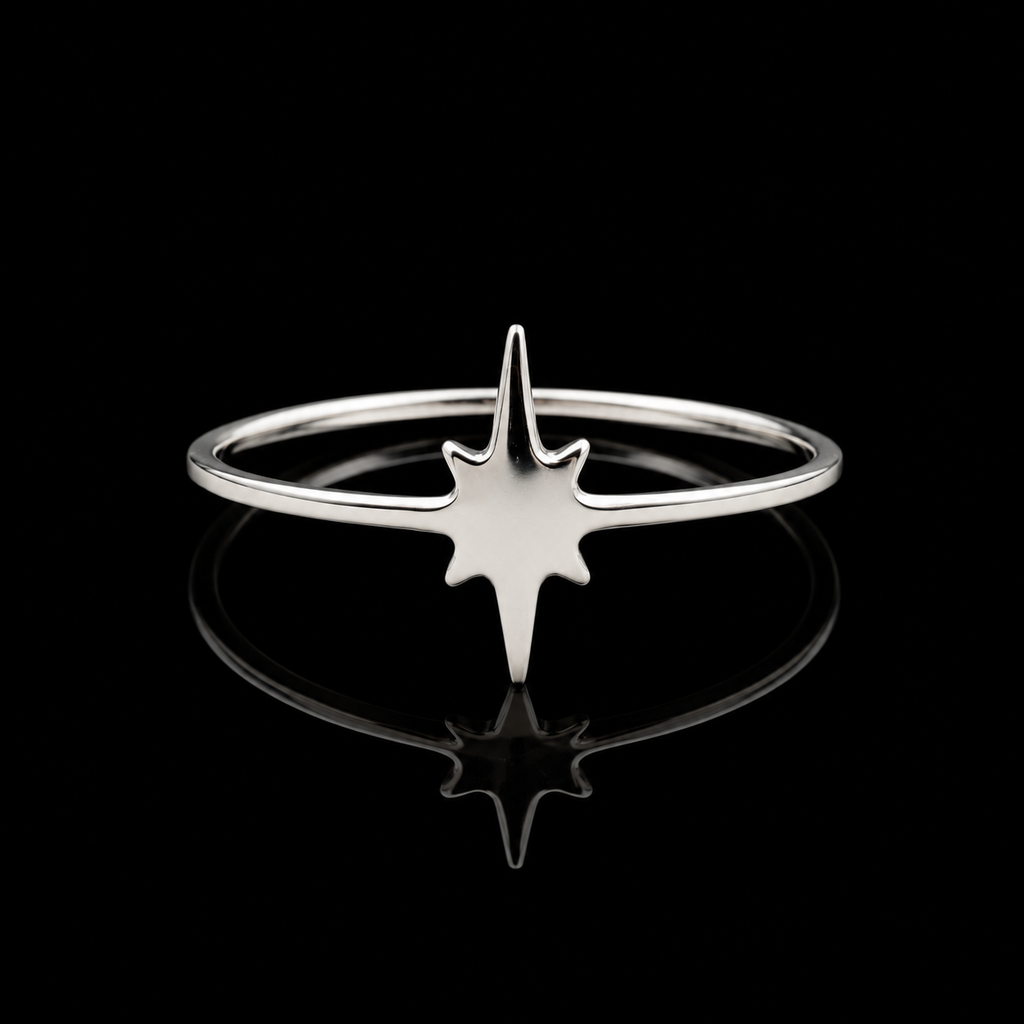 Minimalist Polished North Star Ring