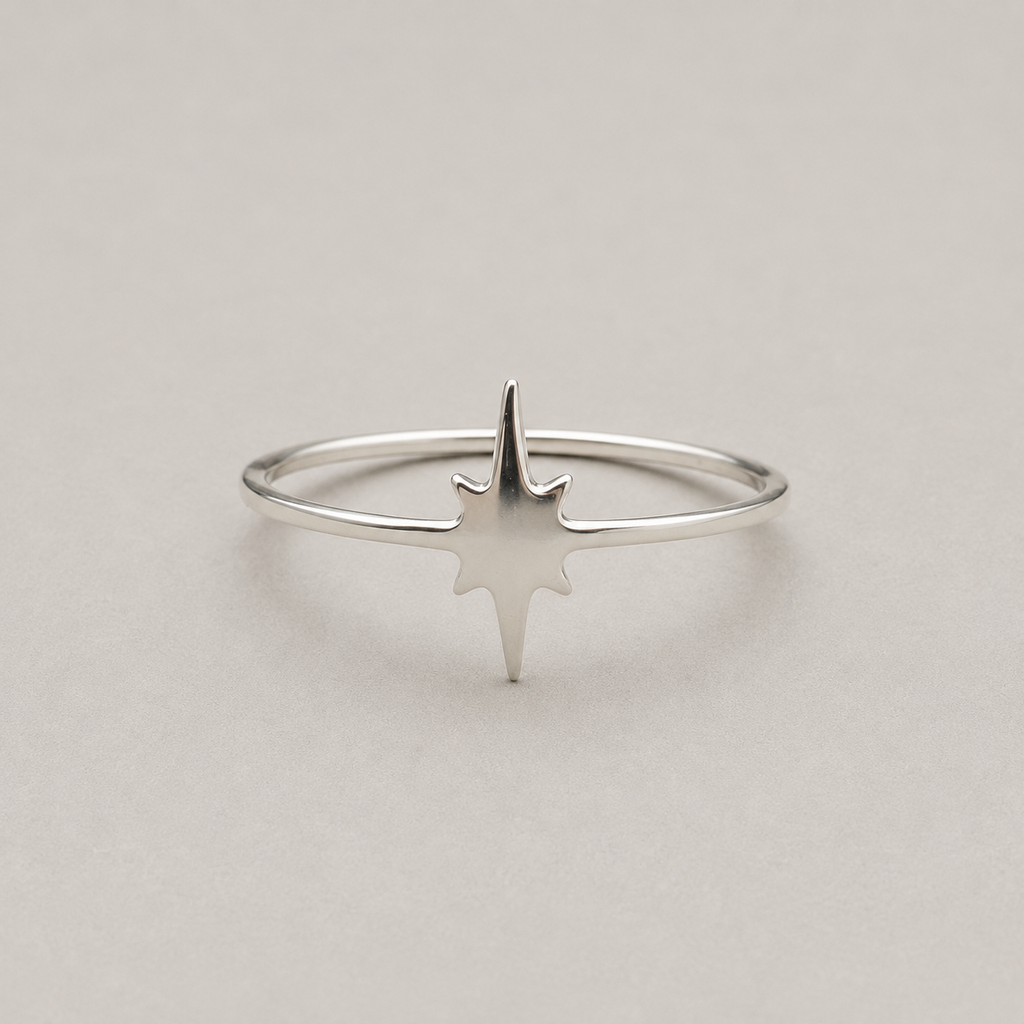 Minimalist Polished North Star Ring