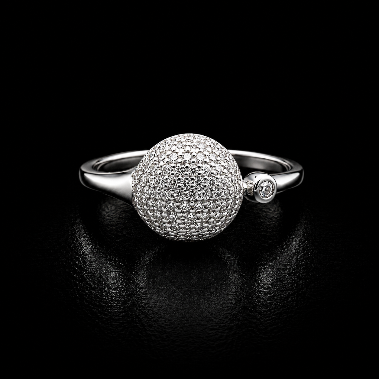 Sterling Silver Exquisite Pavé Ball Ring