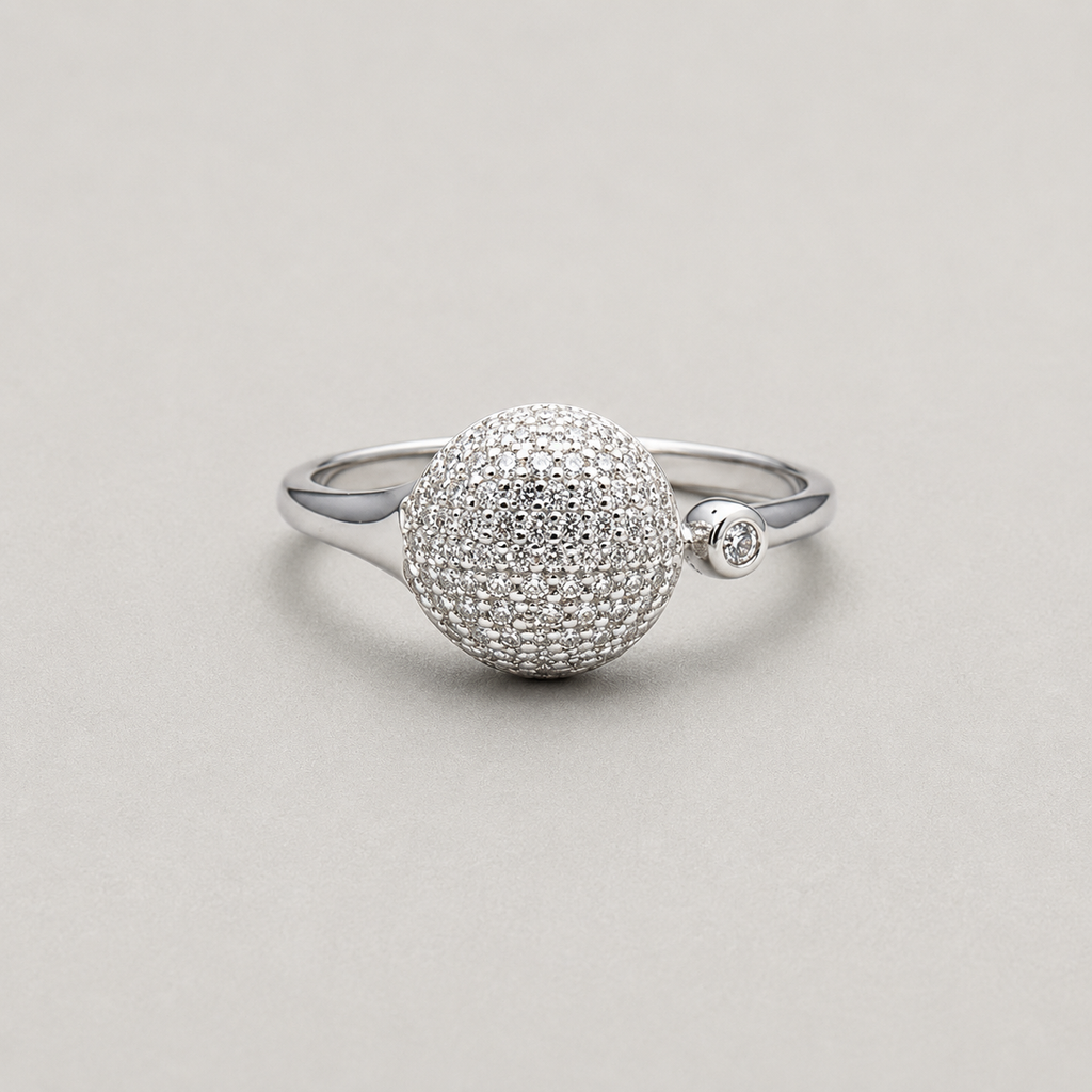 Sterling Silver Exquisite Pavé Ball Ring