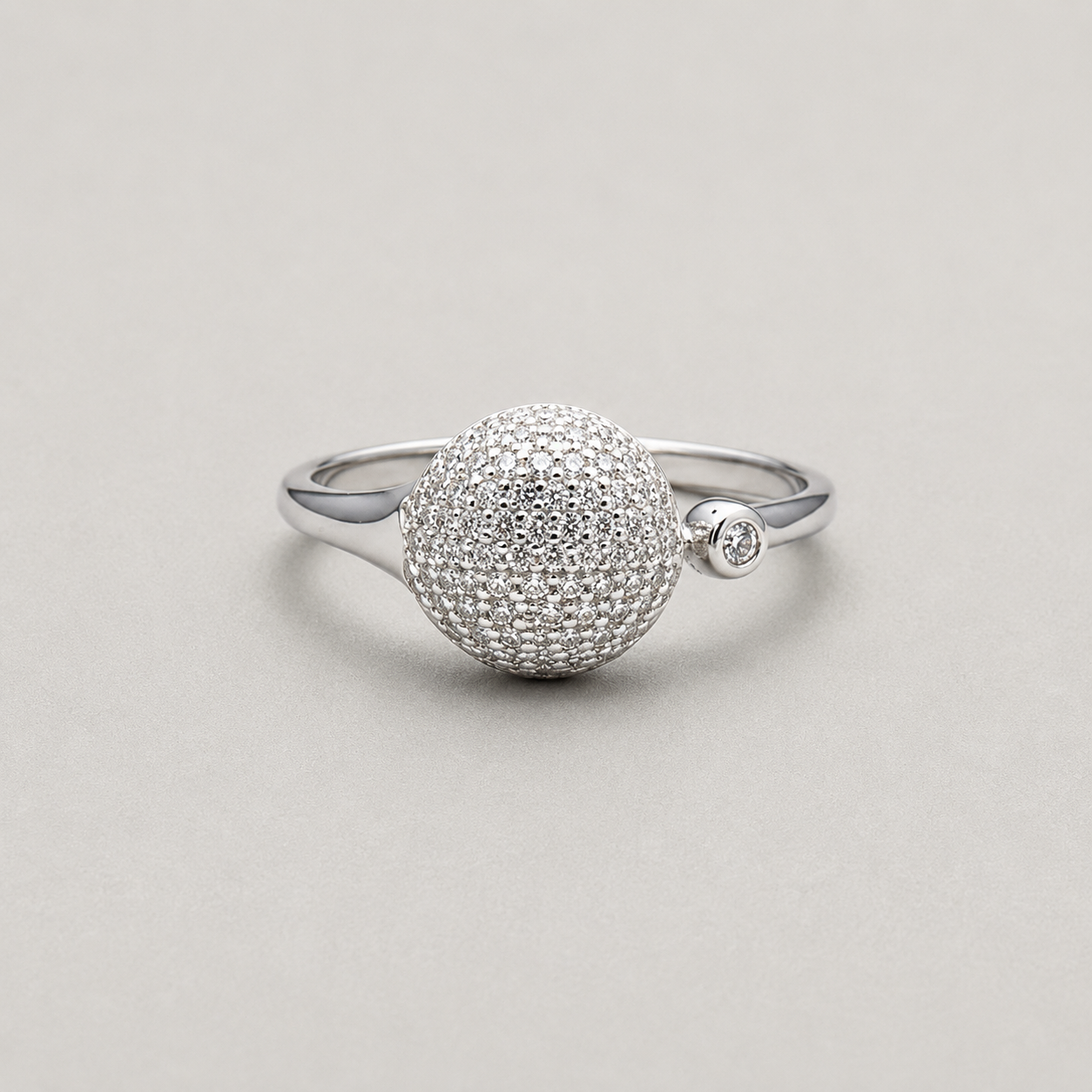 Sterling Silver Exquisite Pavé Ball Ring