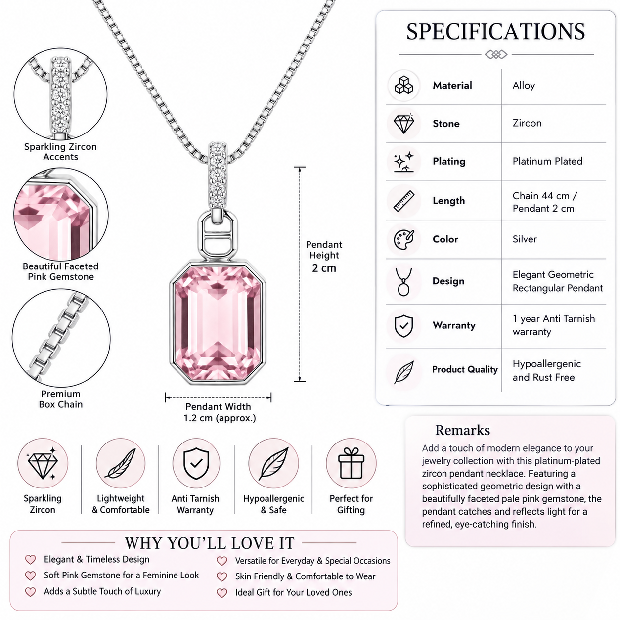 Minimalist Silver Emerald-Cut Pendant