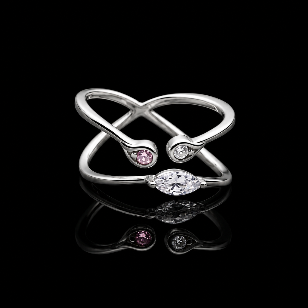 Elegant Silver Criss Cross Ring
