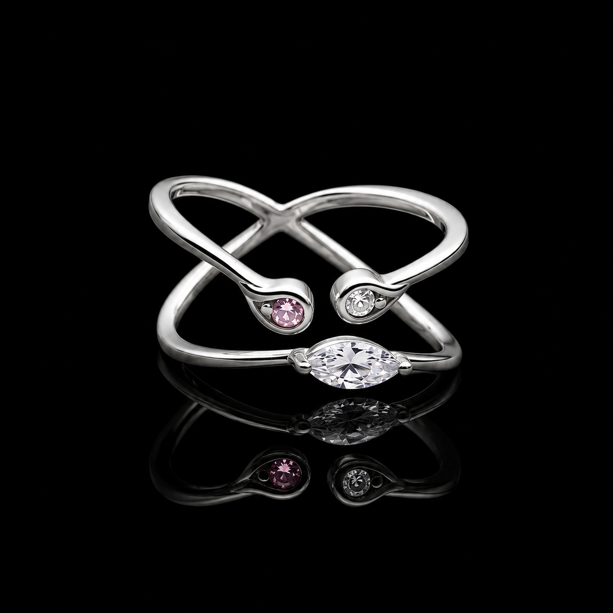 Elegant Silver Criss Cross Ring