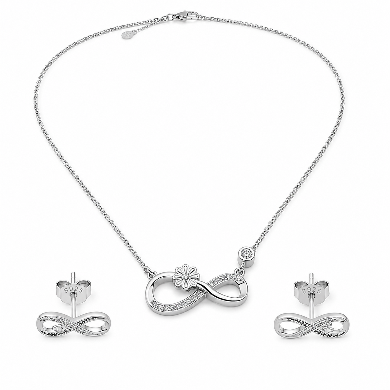 Infinity Blossom Necklace & Stud Earring Set