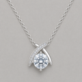 Elegant Crossed-Arch Solitaire Necklace