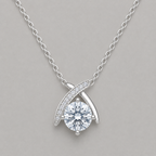 Elegant Crossed-Arch Solitaire Necklace