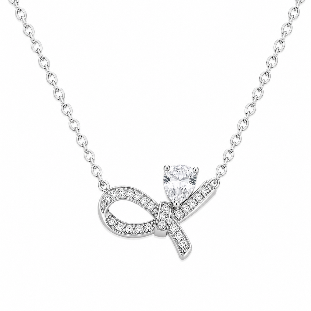 Pavé Bow Moissanite Necklace