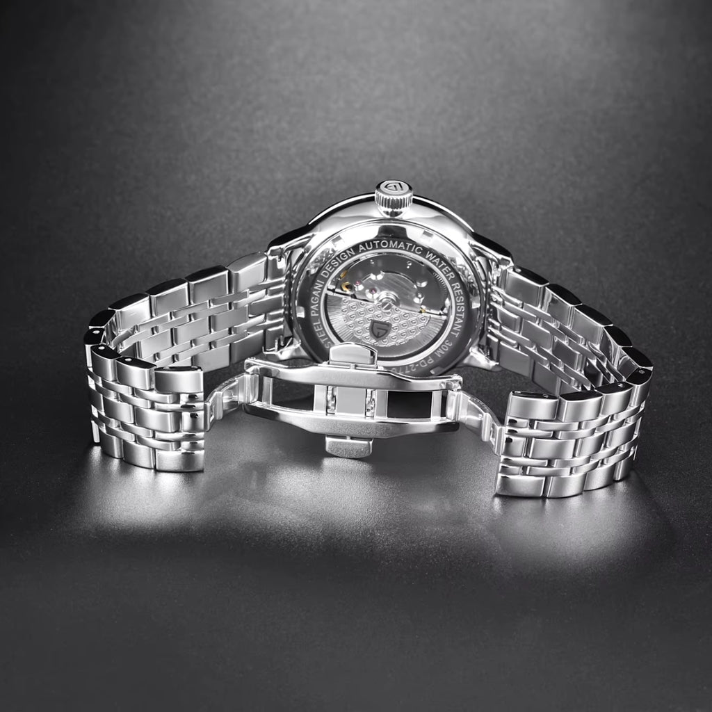 Pagani Design PD-2770 Men’s Automatic Watch – Classic Stainless Steel Mechanical Wristwatch with Date Green Dial