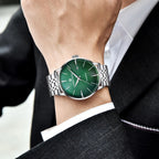 Pagani Design PD-2770 Men’s Automatic Watch – Classic Stainless Steel Mechanical Wristwatch with Date Green Dial