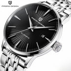 Pagani Design PD-2770 Men’s Automatic Watch – Classic Stainless Steel Mechanical Wristwatch with Date Black Dial