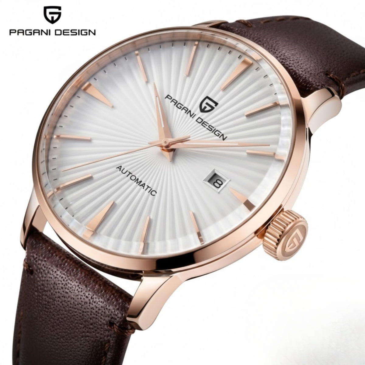 Pagani Design PD-2770 Men’s Automatic Watch – Classic Stainless Steel Mechanical Wristwatch with Date White Dial
