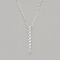 Sleek Linear Crystal Rhodium Pendant