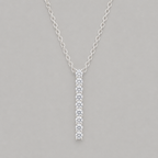 Sleek Linear Crystal Rhodium Pendant
