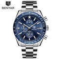 BENYAR 5140 Men’s Luxury Chronograph – Business Steel Quartz Watch, 3ATM Waterproof & Luminous Blue Dial