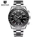 BENYAR 5140 Men’s Luxury Chronograph – Business Steel Quartz Watch, 3ATM Waterproof & Luminous Black Dial