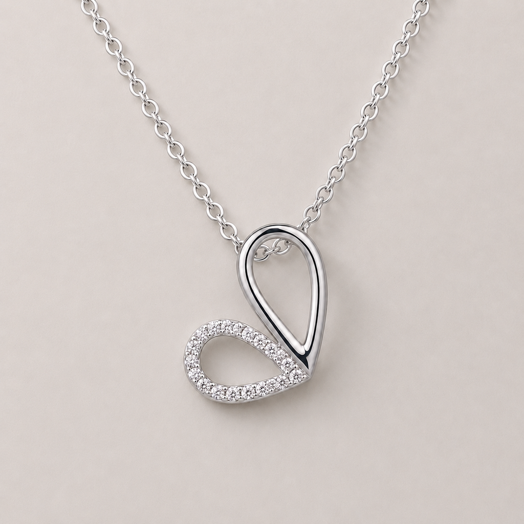 Abstract Pavé Heart Pendant