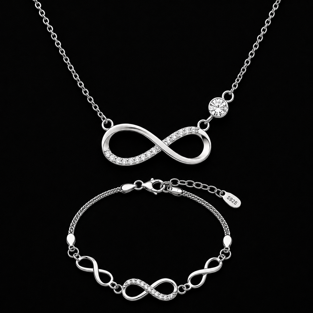 Infinity Necklace & Multi-Link Bracelet Set