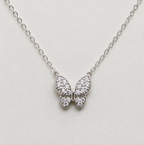 Necklace Featuring Shimmering Crystal Butterfly
