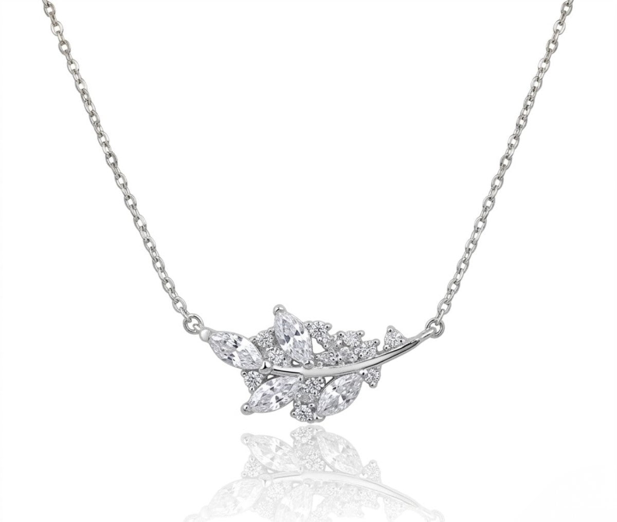 Necklace with Shimmering Crystal Leaf Clusters