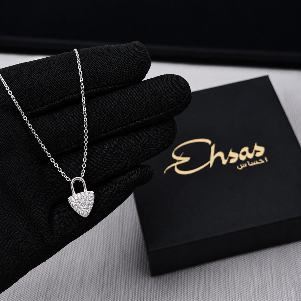 Micro-Pavé Padlock Necklace