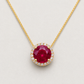 Red and White Necklace with a Brilliant Round-Cut Solitaire