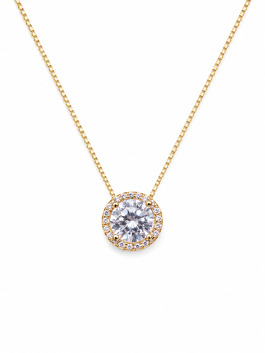 Red and White Necklace with a Brilliant Round-Cut Solitaire