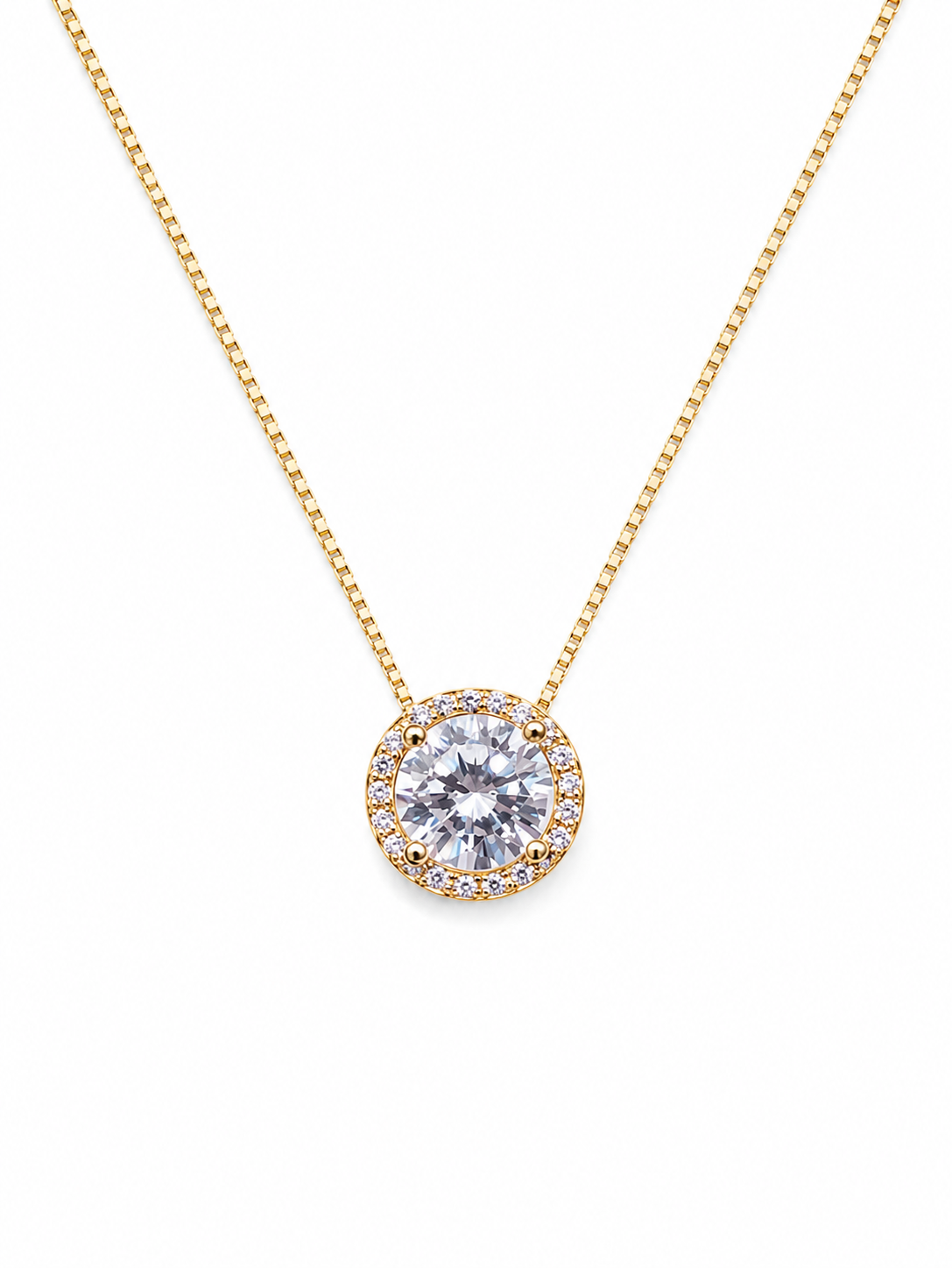 Red and White Necklace with a Brilliant Round-Cut Solitaire