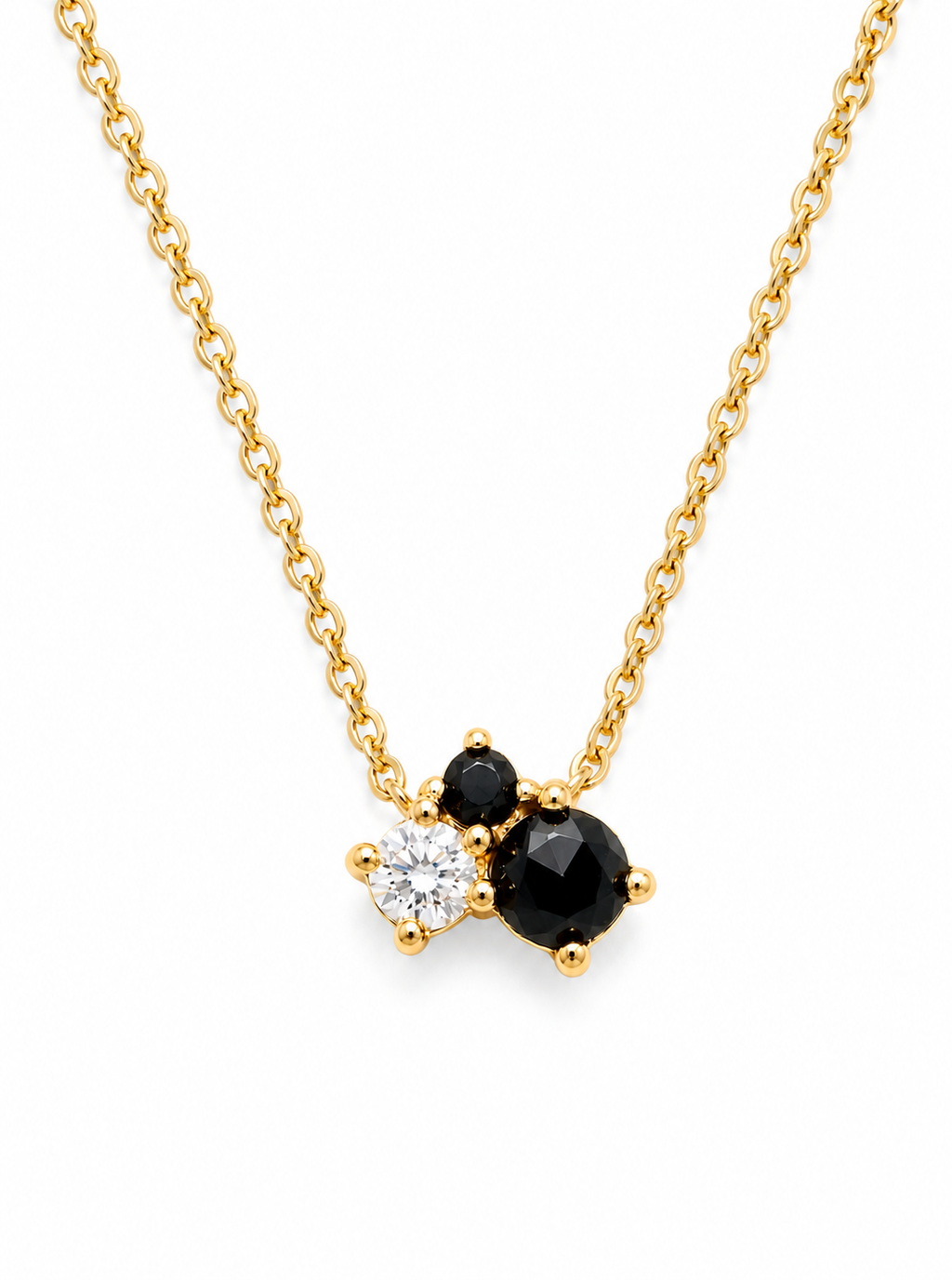 Chic Triple-Stone Contrast Necklace