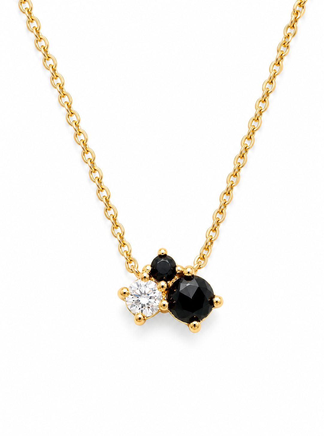 Chic Triple-Stone Contrast Necklace