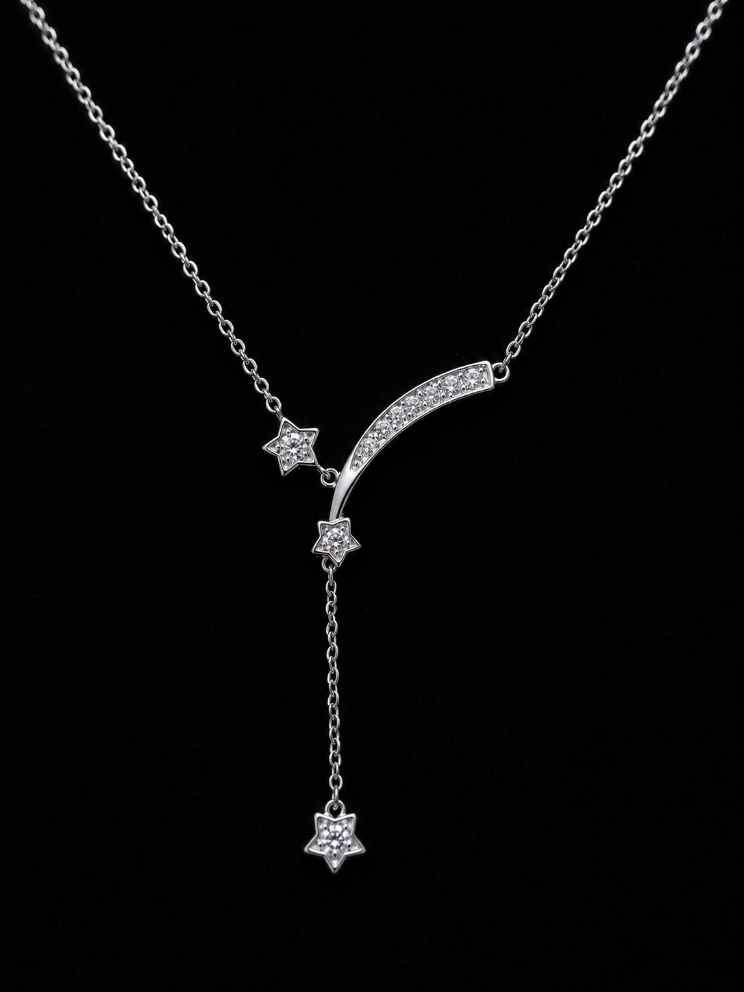 Necklace with Shimmering Star and Crescent Moon