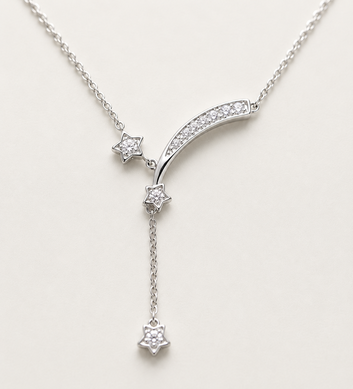 Necklace with Shimmering Star and Crescent Moon