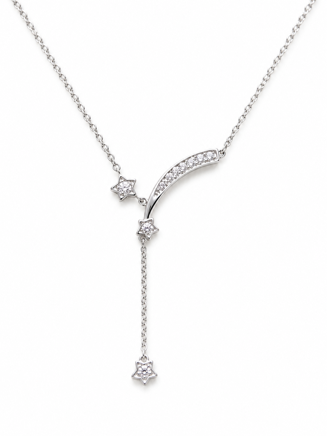 Necklace with Shimmering Star and Crescent Moon