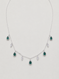Necklace with Radiant Green and White Crystals
