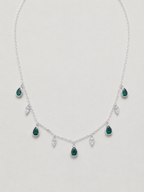 Necklace with Radiant Green and White Crystals