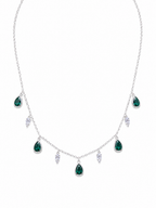 Necklace with Radiant Green and White Crystals